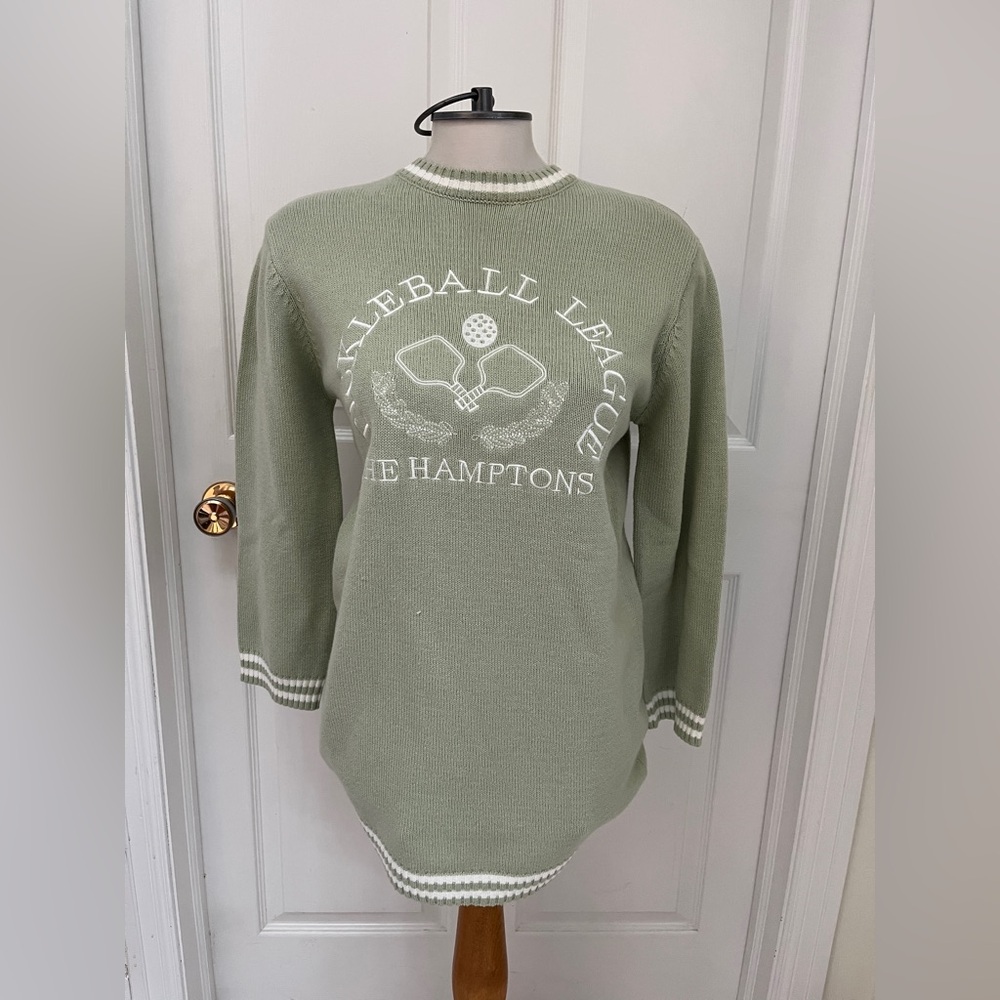 NWT Sincerely Jules The Hamptons Pickleball League Sweater in Sage Green